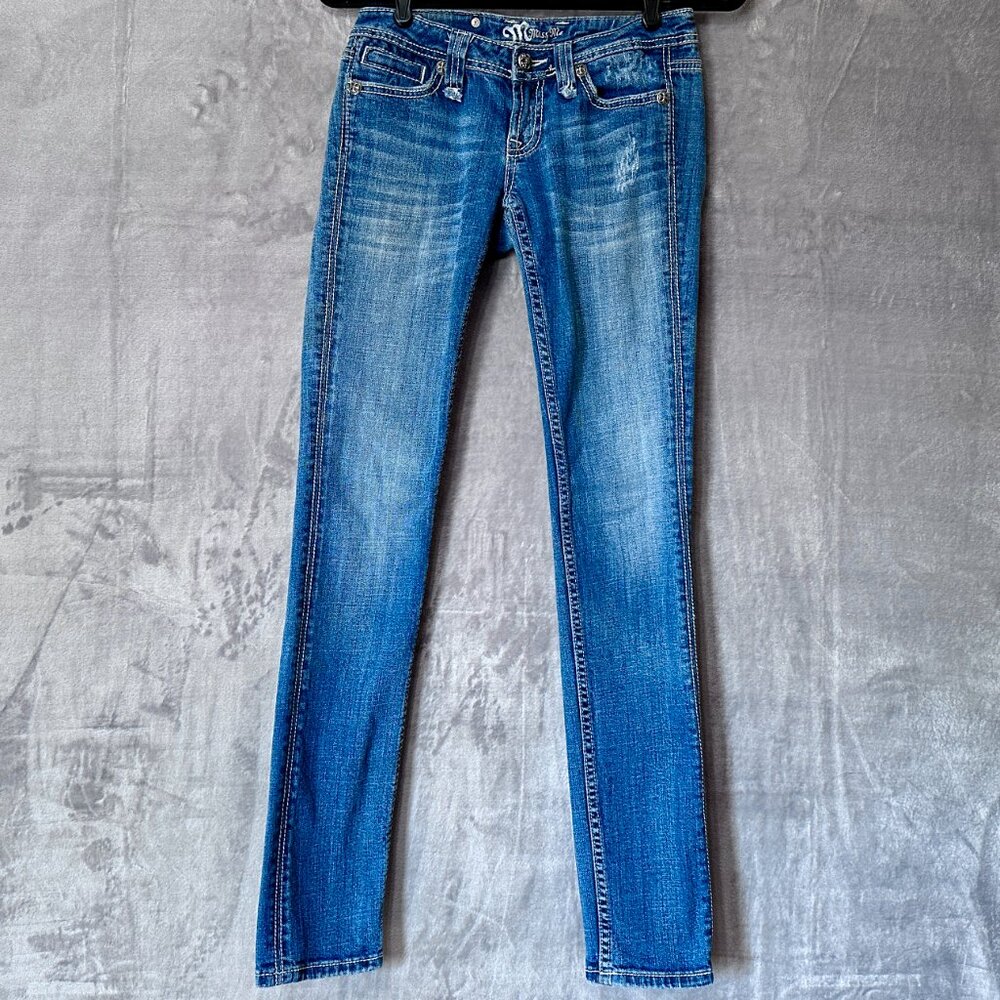 Miss Me Fleur-de-Lise Embellished Pocket Skinny Jean Size 26